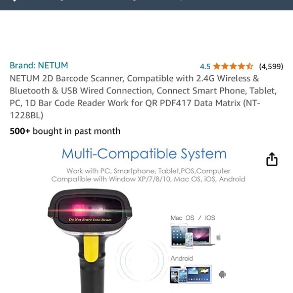 NIB Netum barcode scanner - Picture 2 of 6